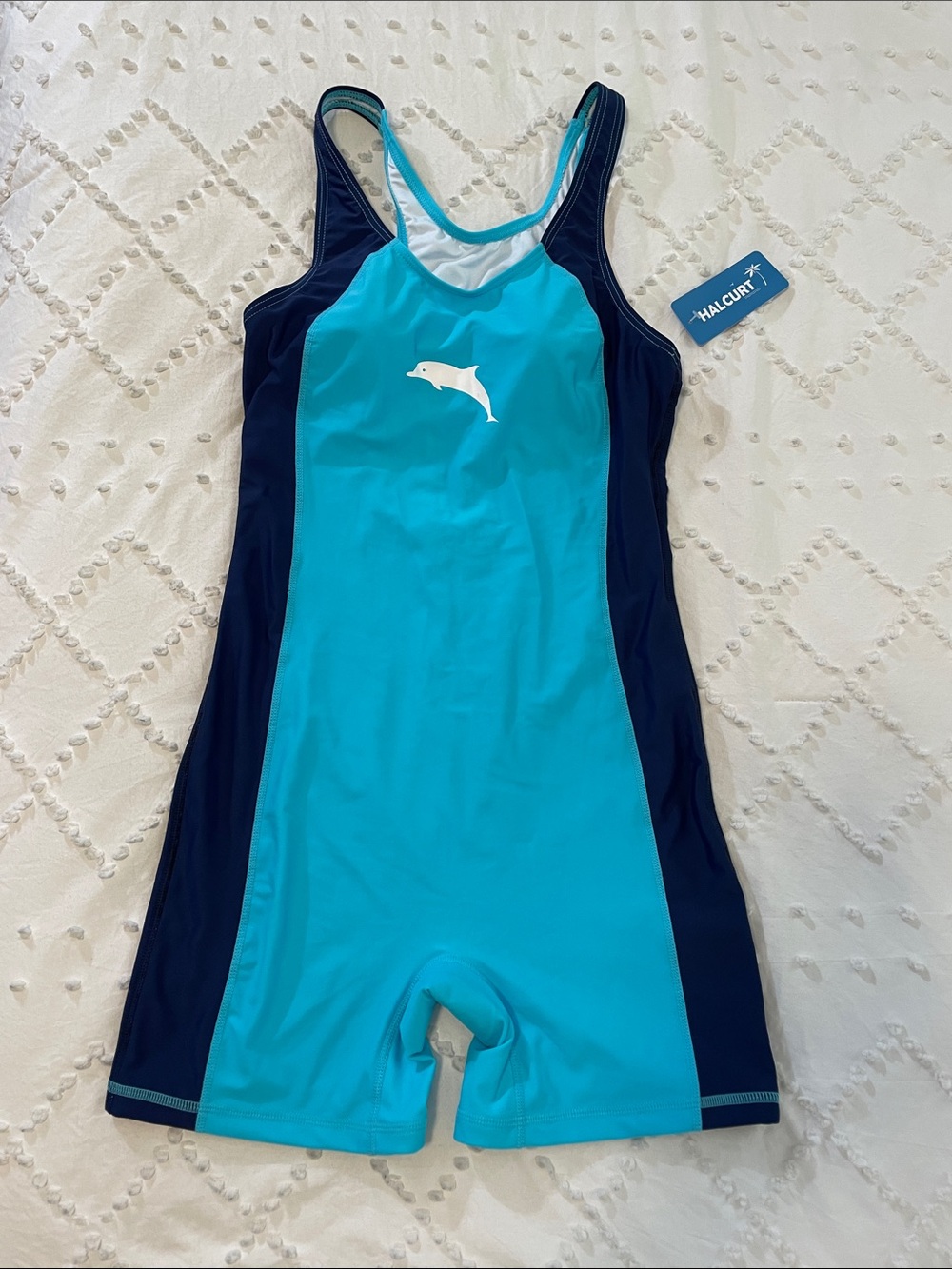 Halcurt Women's Boyleg One Piece Racerback Athletic Boyshort Bathing Suit nwt